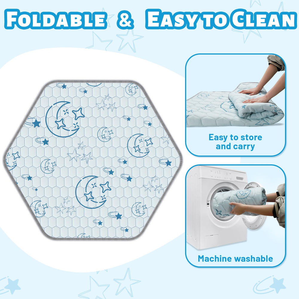 Deeteck hexagon play mat outdoors for picnics or camping.