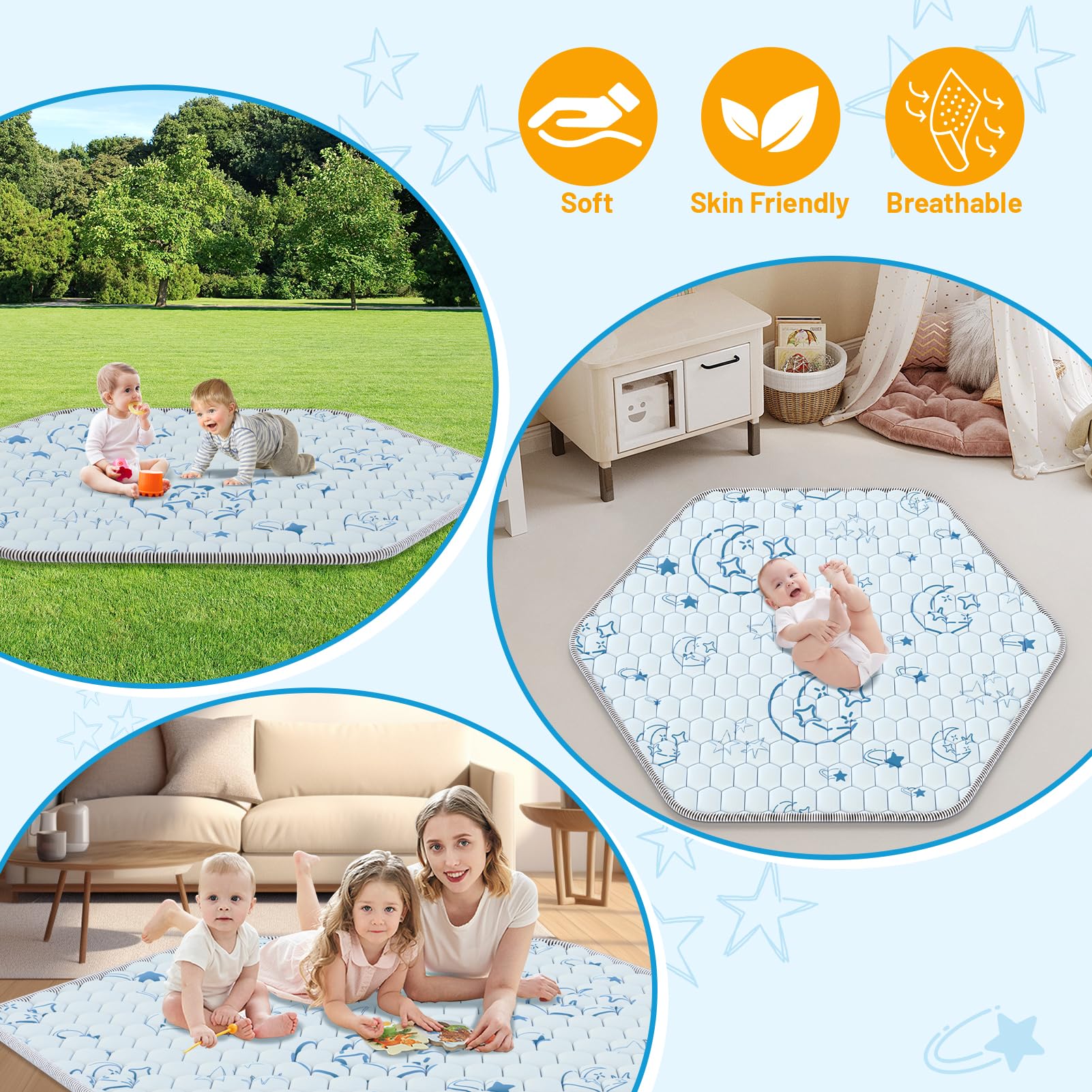 Deeteck hexagon play mat doubles as pet resting area.