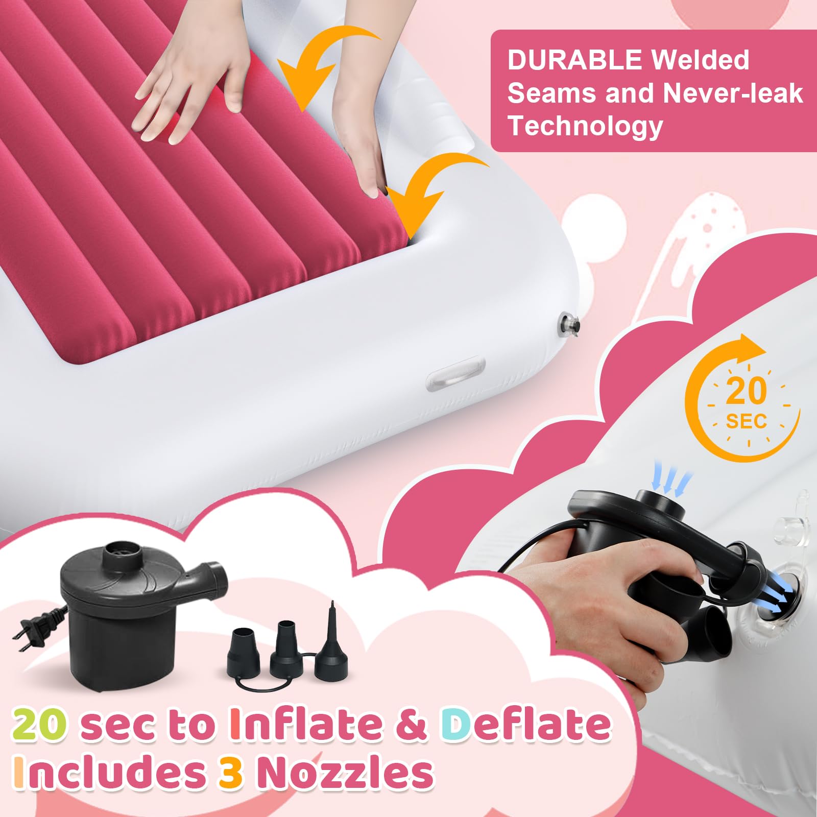 Deeteck high-speed pump in use enables quick inflation for easy setup