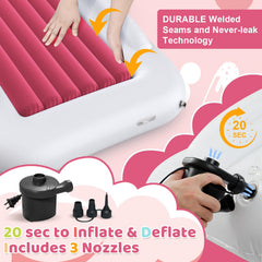 Deeteck high-speed pump in use enables quick inflation for easy setup