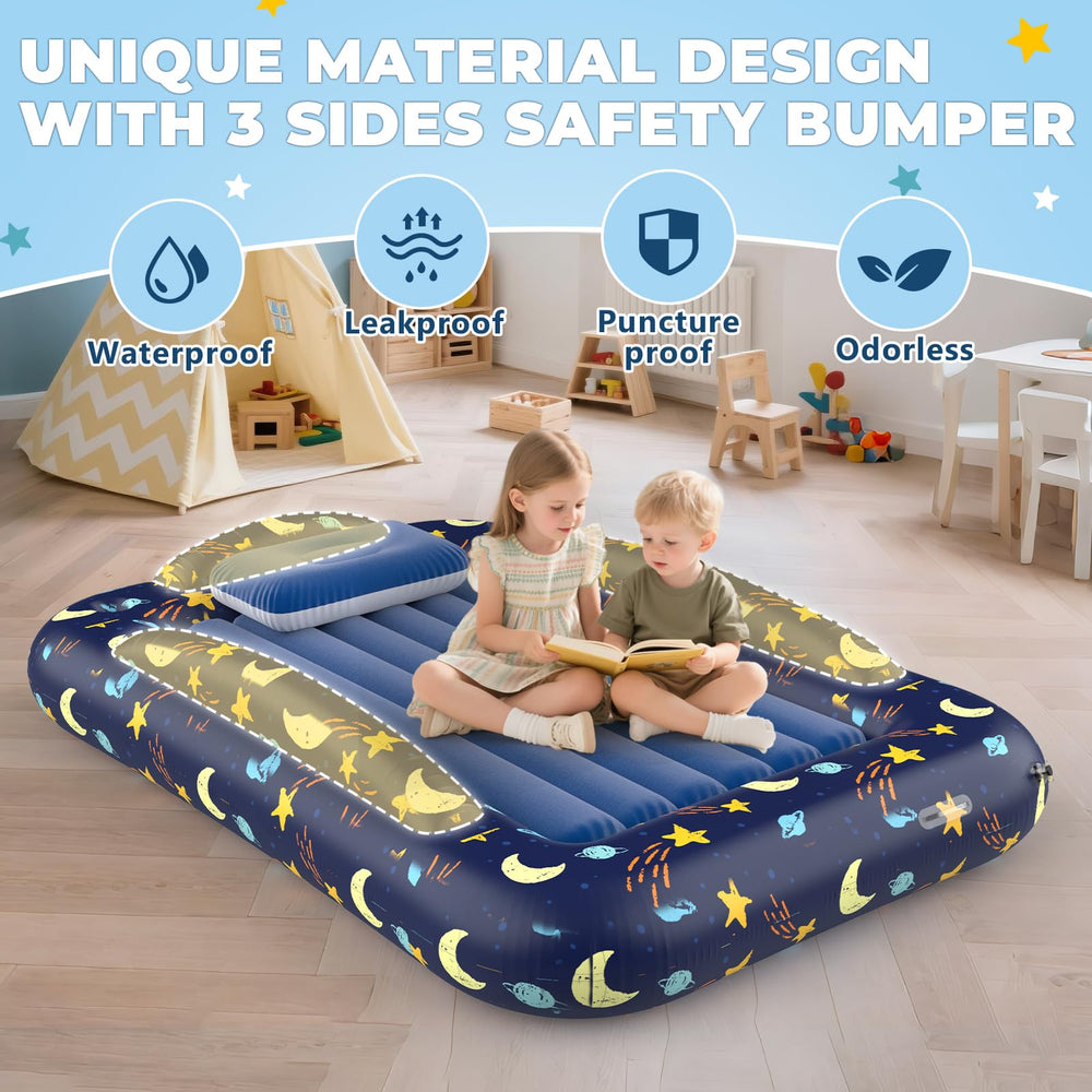 Deeteck inflatable toddler bed with air pump included for quick setup