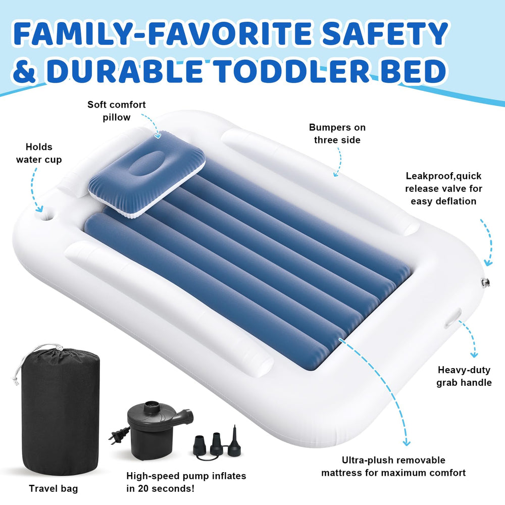 Deeteck inflated bed in family room shows versatile sleeping space.