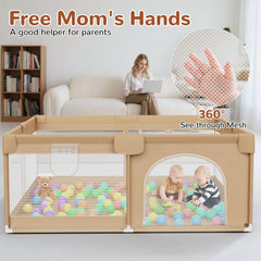 Deeteck large baby playpen 360° mesh offers clear visibility for supervision