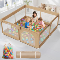 Deeteck large baby playpen 64x64 setup shows expansive safe play space for toddlers