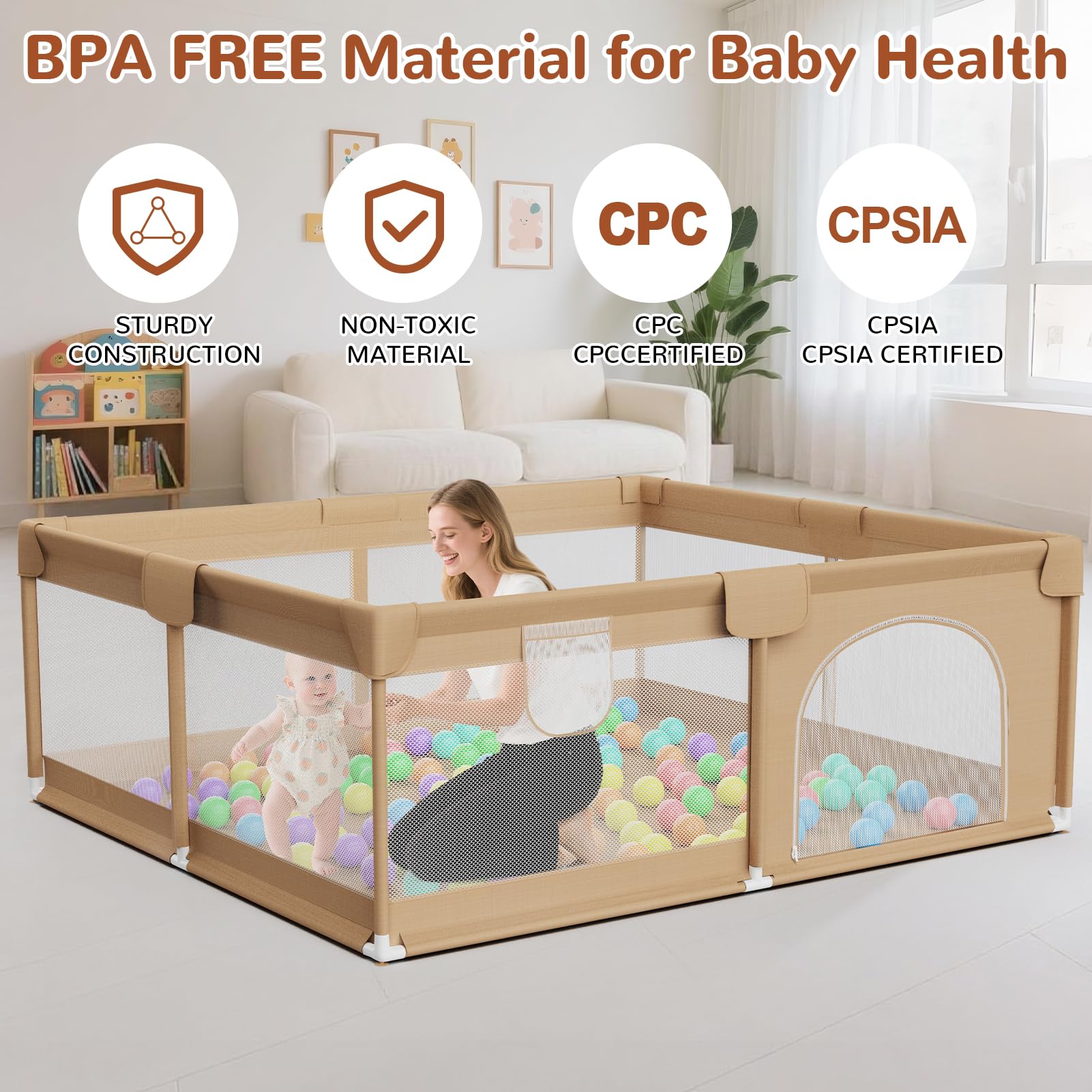 Deeteck khaki playpen blends with home decor