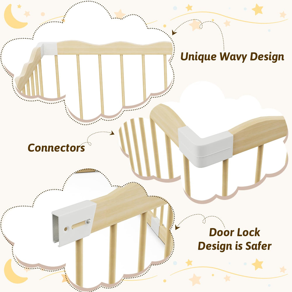 Deeteck natural solid wood construction emphasizes smooth surfaces and child-friendly materials.