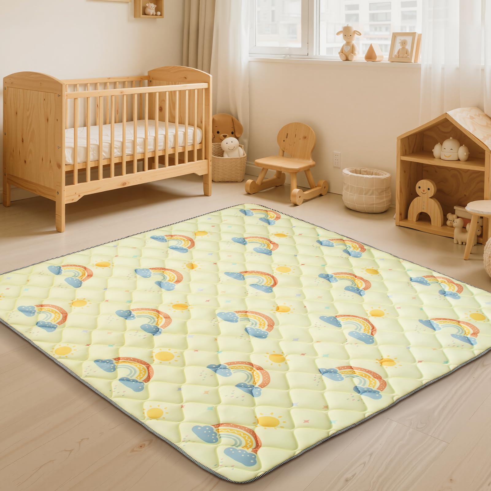 Deeteck play mat supports tummy time and crawling on a roomy 47x47 surface.