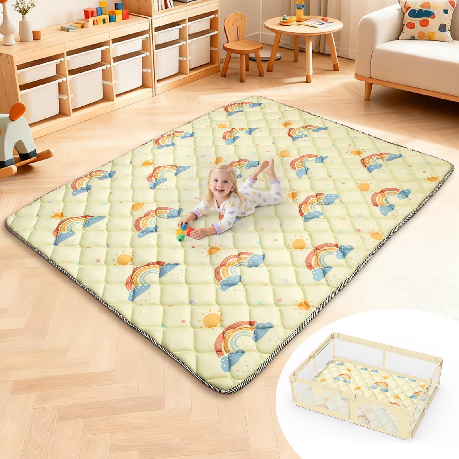 Deeteck playmat with thick padding for cushioned floor play and soft landings