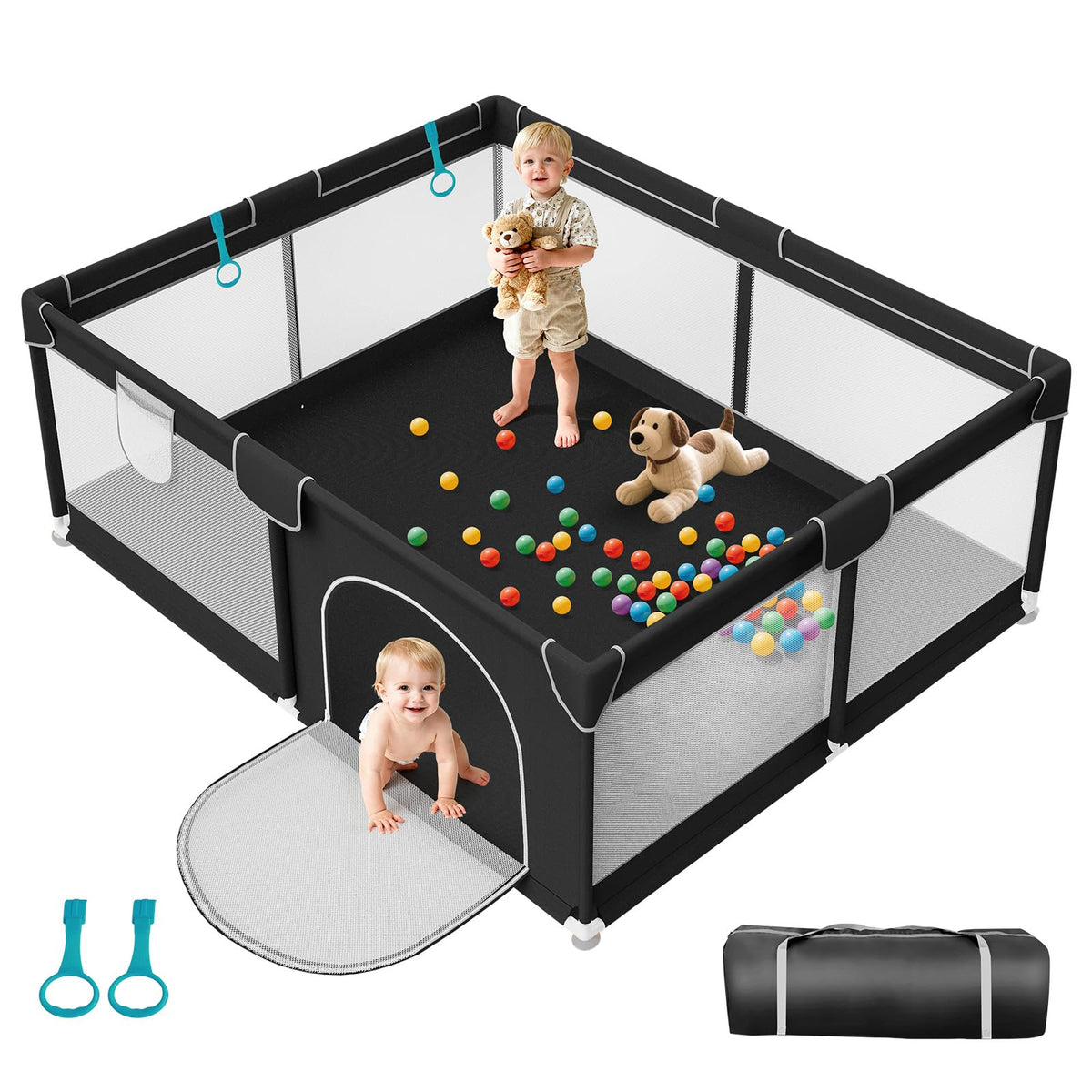 Deeteck playpen 71x59 setup shows large play area for safe exploration.