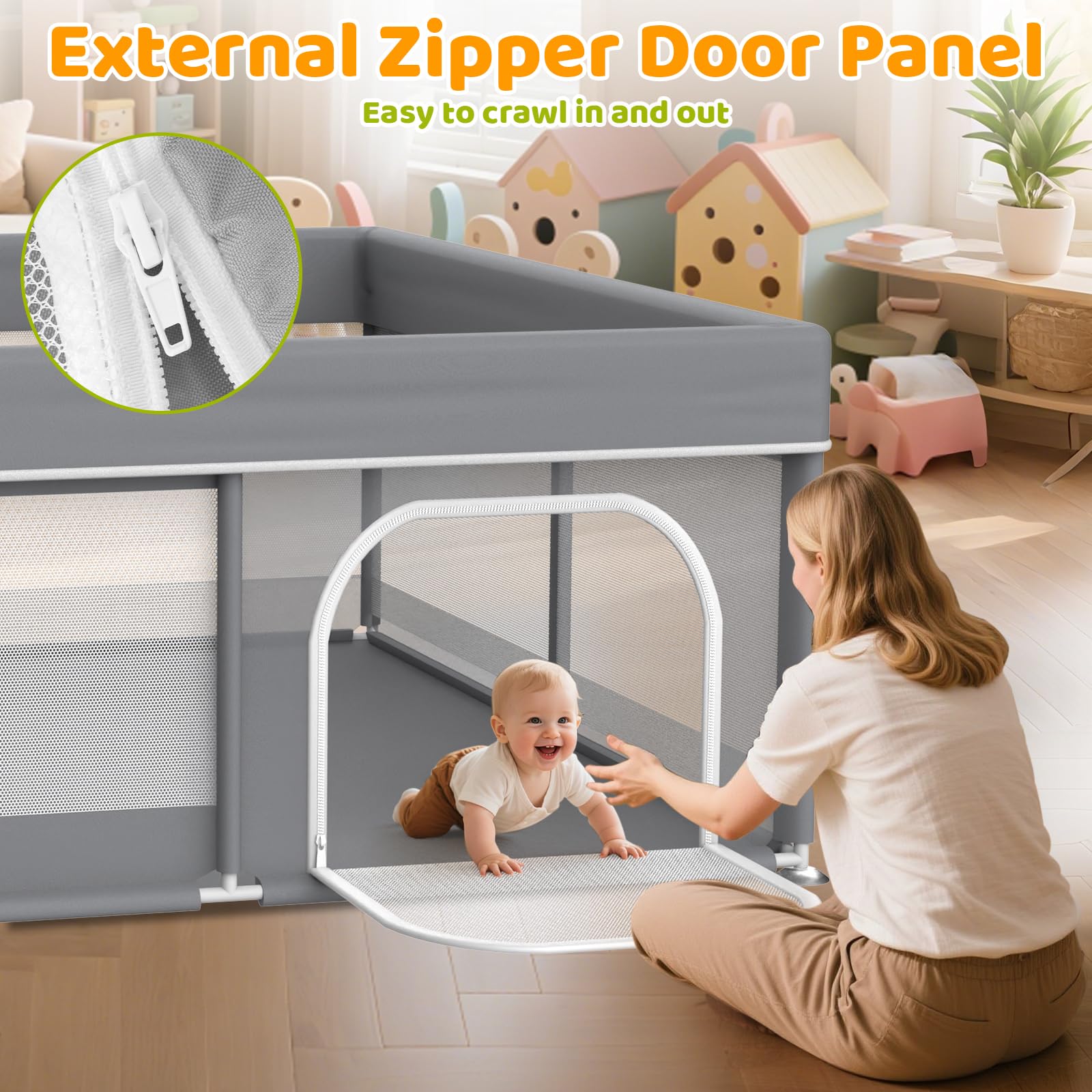 Deeteck double-zipper entry keeps baby safely inside
