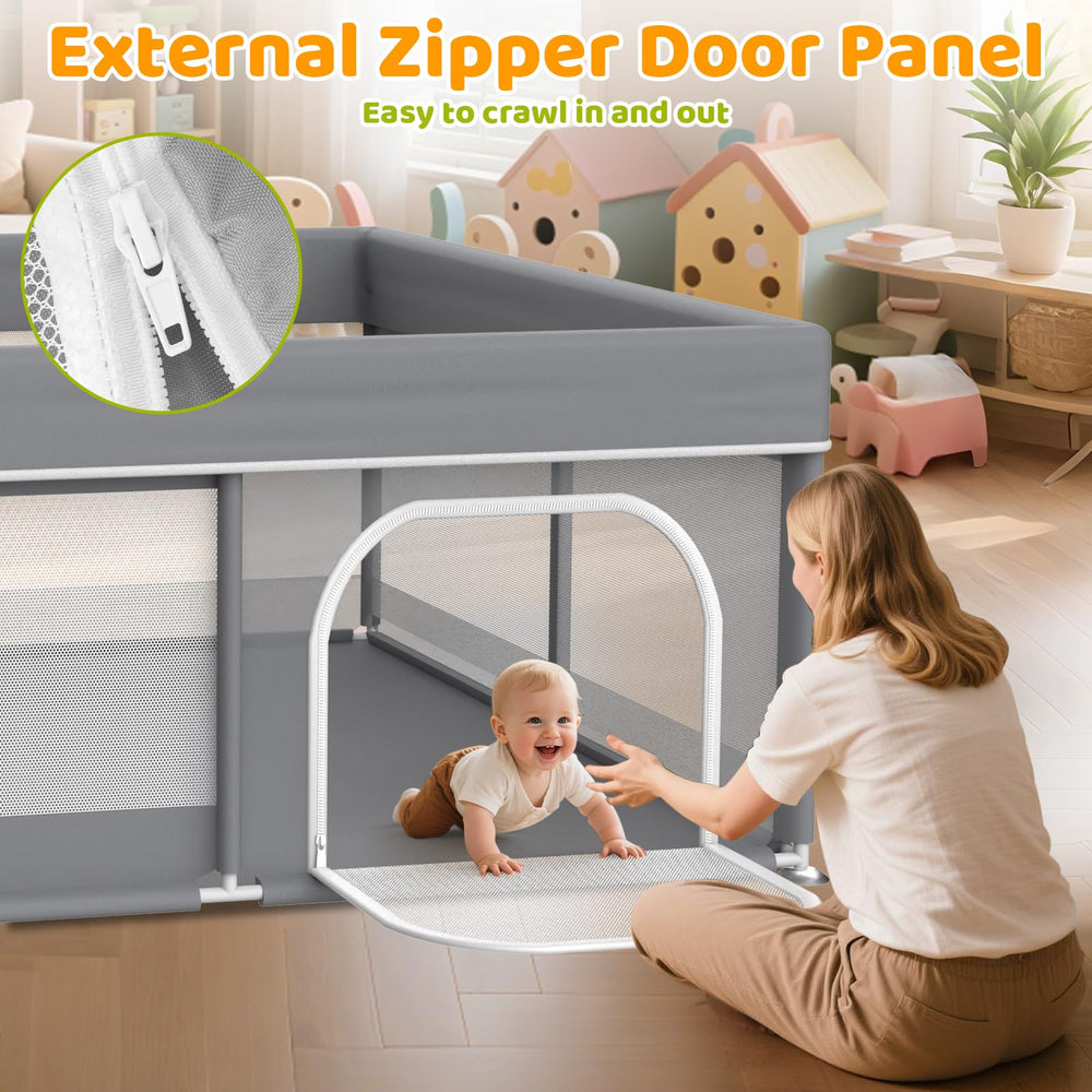 Deeteck double-zipper entry keeps baby safely inside