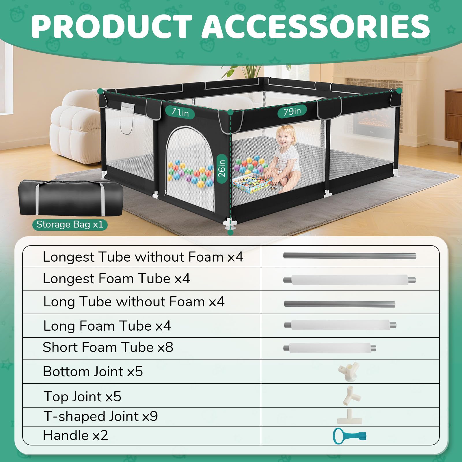 Deeteck playpen entrance with external zipper door for easy parent-child interaction