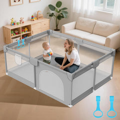 Deeteck playpen spacious area offers room for toys and active exploration.