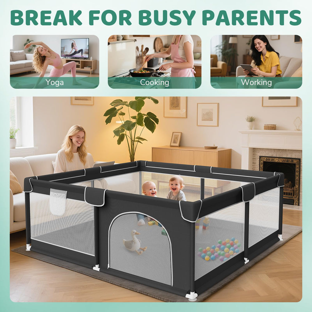 Deeteck playpen stability features suction cups and reinforced tubes for secure play