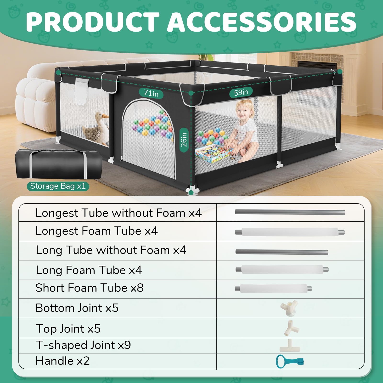 Deeteck playpen tool-free assembly highlights quick setup without tools.