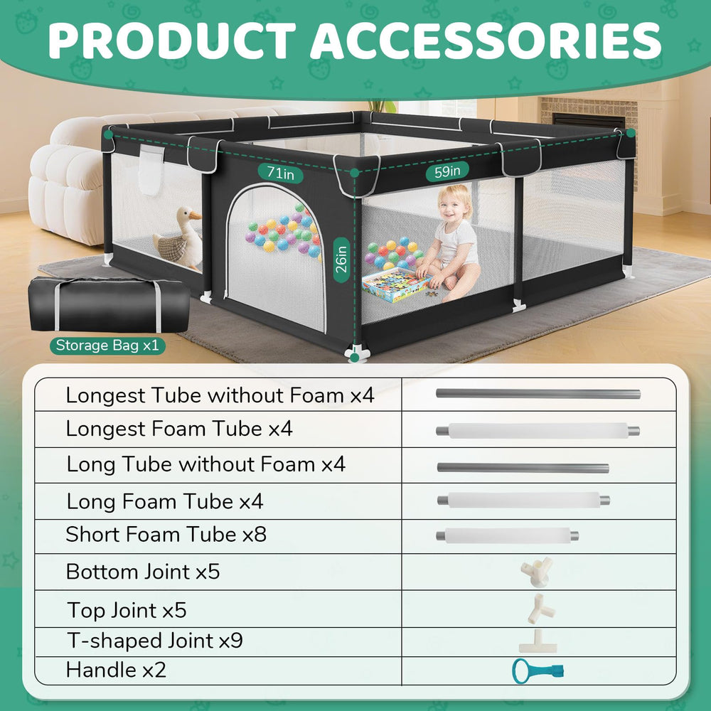 Deeteck playpen tool-free assembly highlights quick setup without tools.