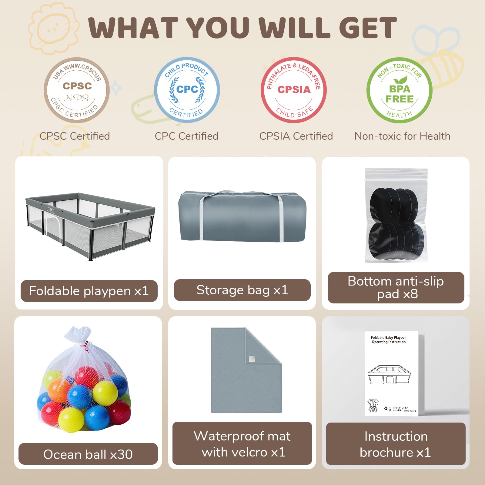 Deeteck portable baby fence fits compact car trunks for trips.