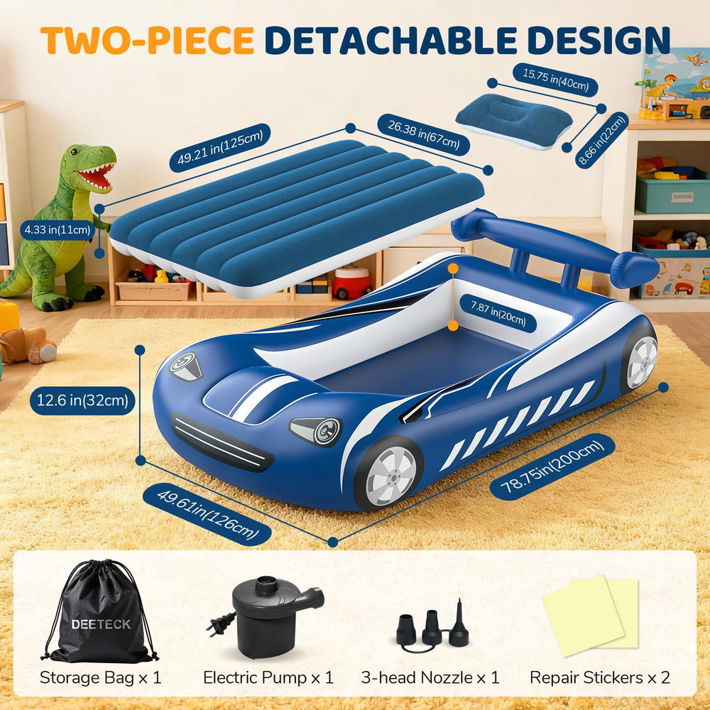 Deeteck toddler travel bed electric-pump enables quick inflating on the go.