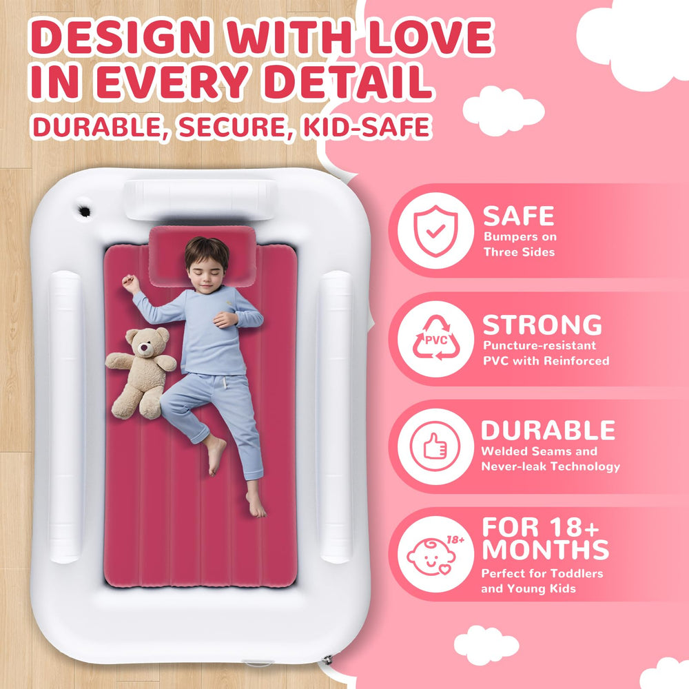Deeteck toddler travel bed safety sides shown for secure overnight rest