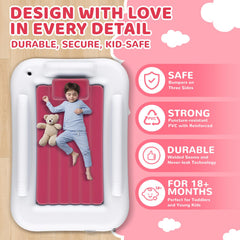 Deeteck toddler travel bed safety sides shown for secure overnight rest