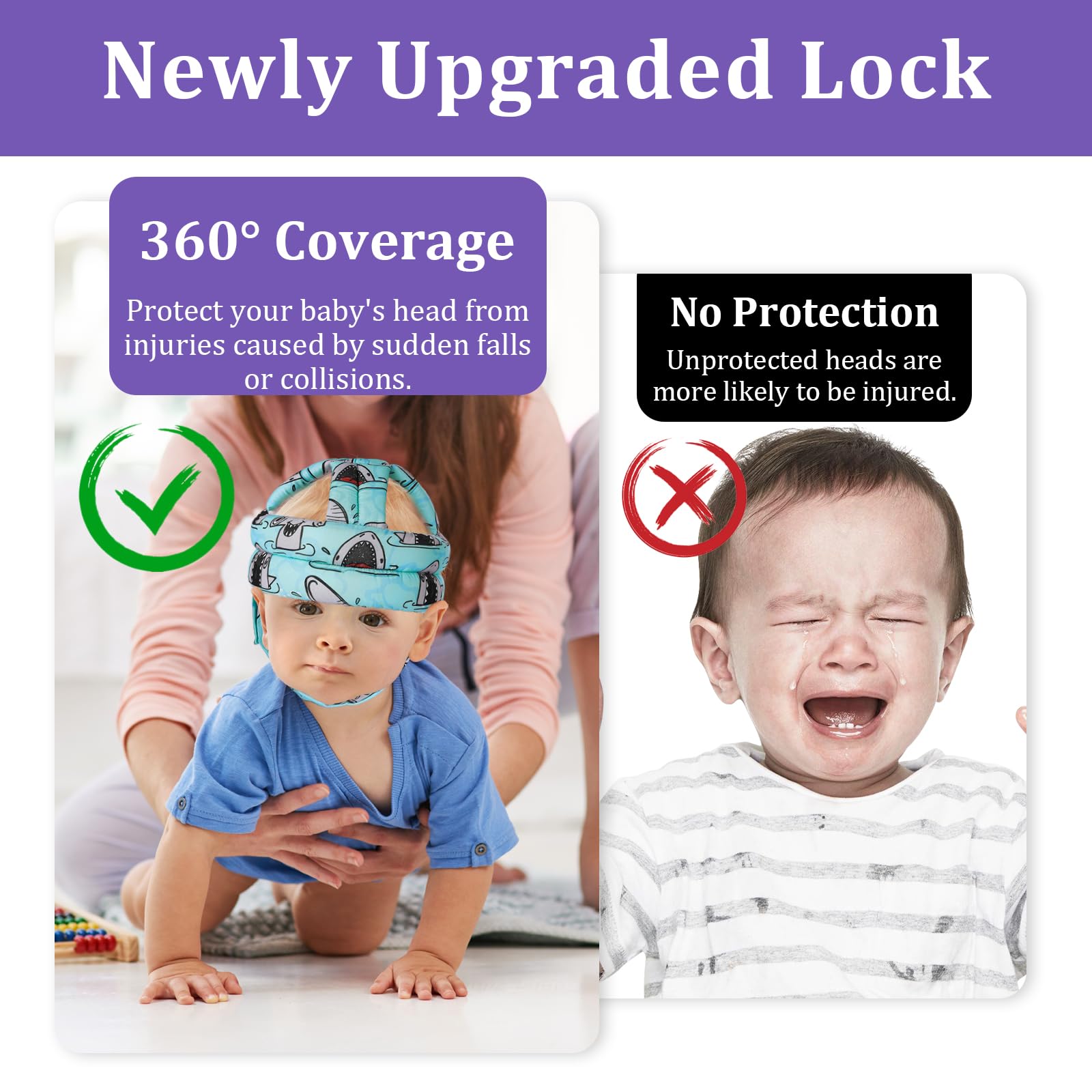 DEEZOMO baby head protector packed in diaper bag for on-the-go safety.