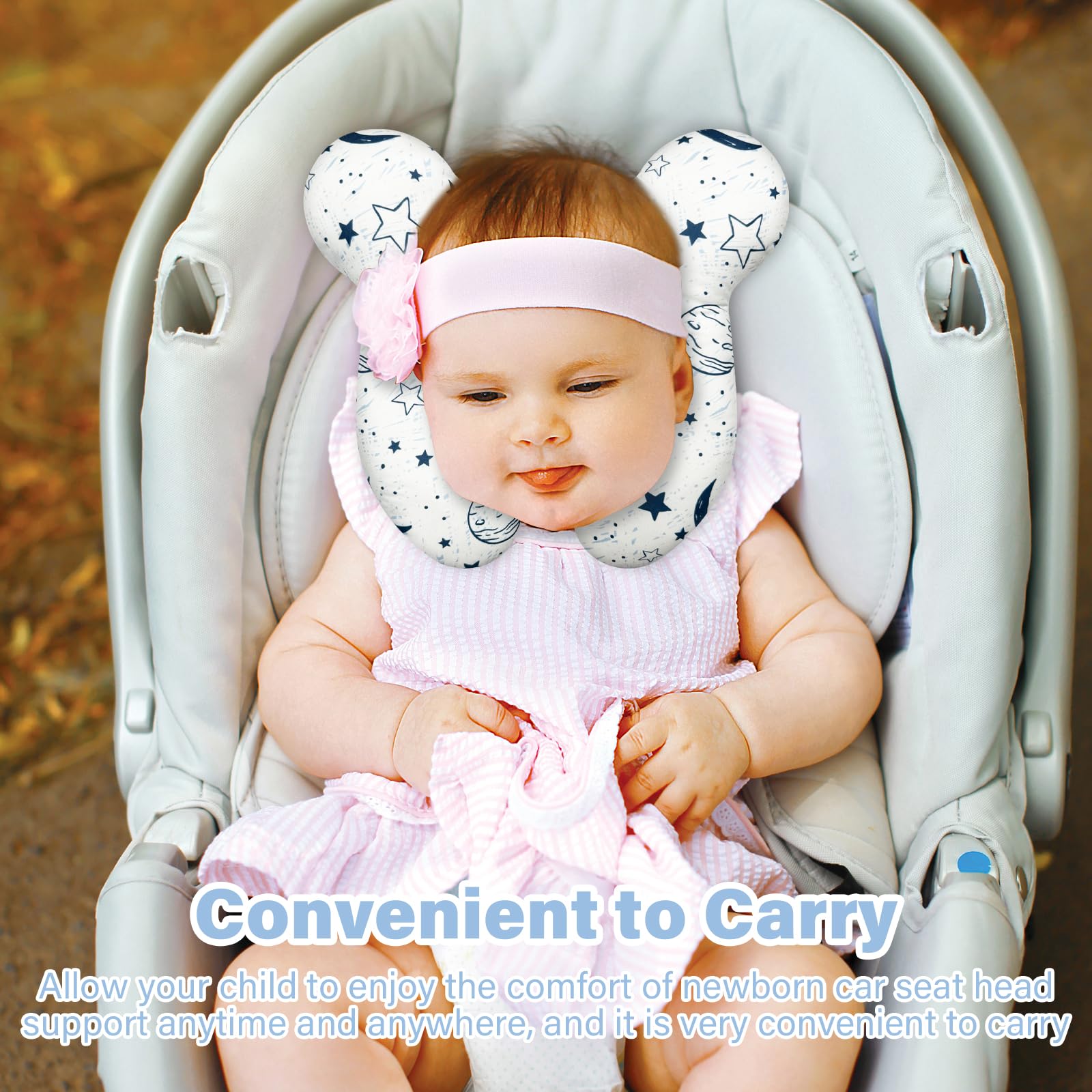 DEEZOMO Baby Neck Pillow snap-closure attachment highlights travel-friendly design that clips to gear.