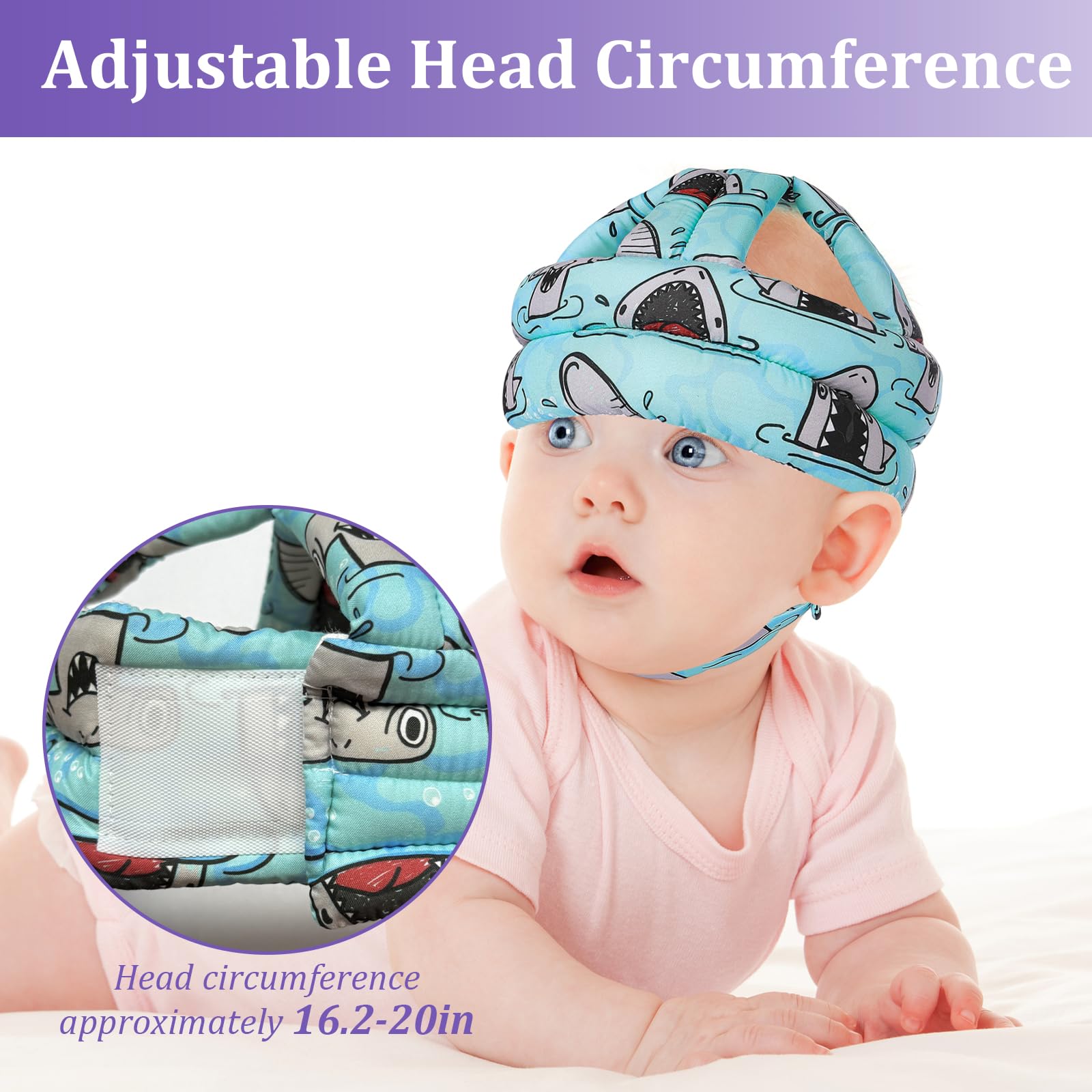 DEEZOMO head protector with thick foam provides gentle impact absorption during early crawling.