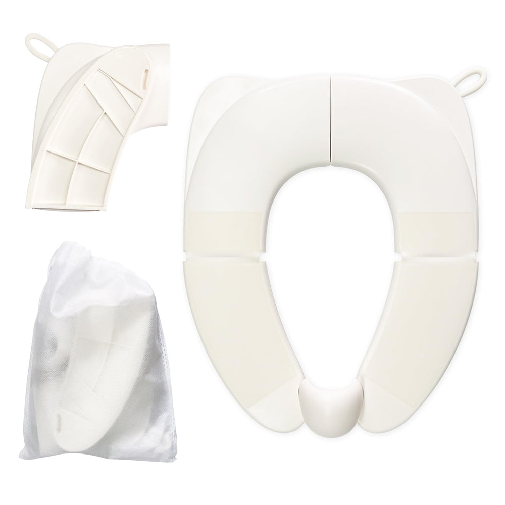 DEEZOMO Kids foldable seat on standard toilet demonstrates universal fit for toddlers.