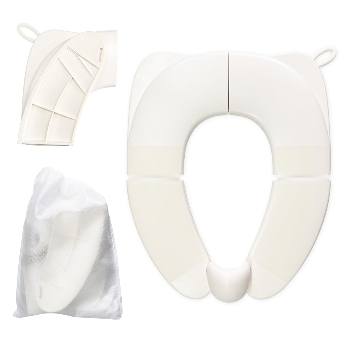 DEEZOMO Kids foldable seat on standard toilet demonstrates universal fit for toddlers.