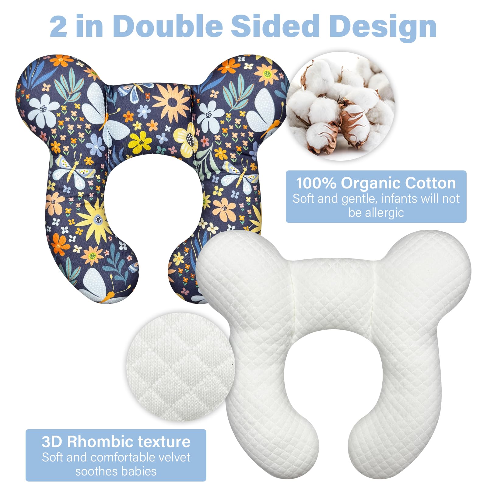 DEEZOMO kids travel pillow ergonomic design follows kid neck curves.