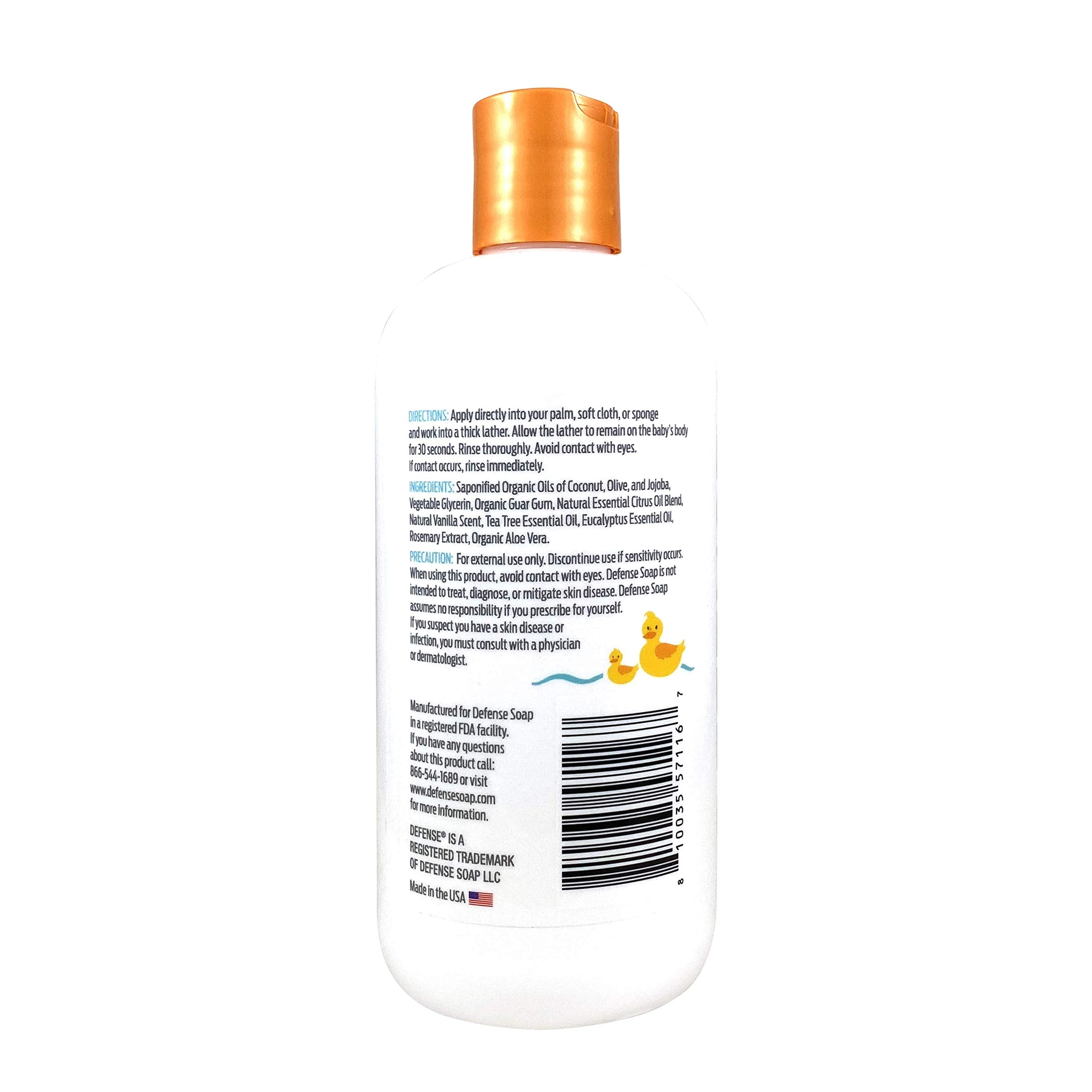 Defense Soap Baby Shampoo aloe olive oil hydration and calm rinse.