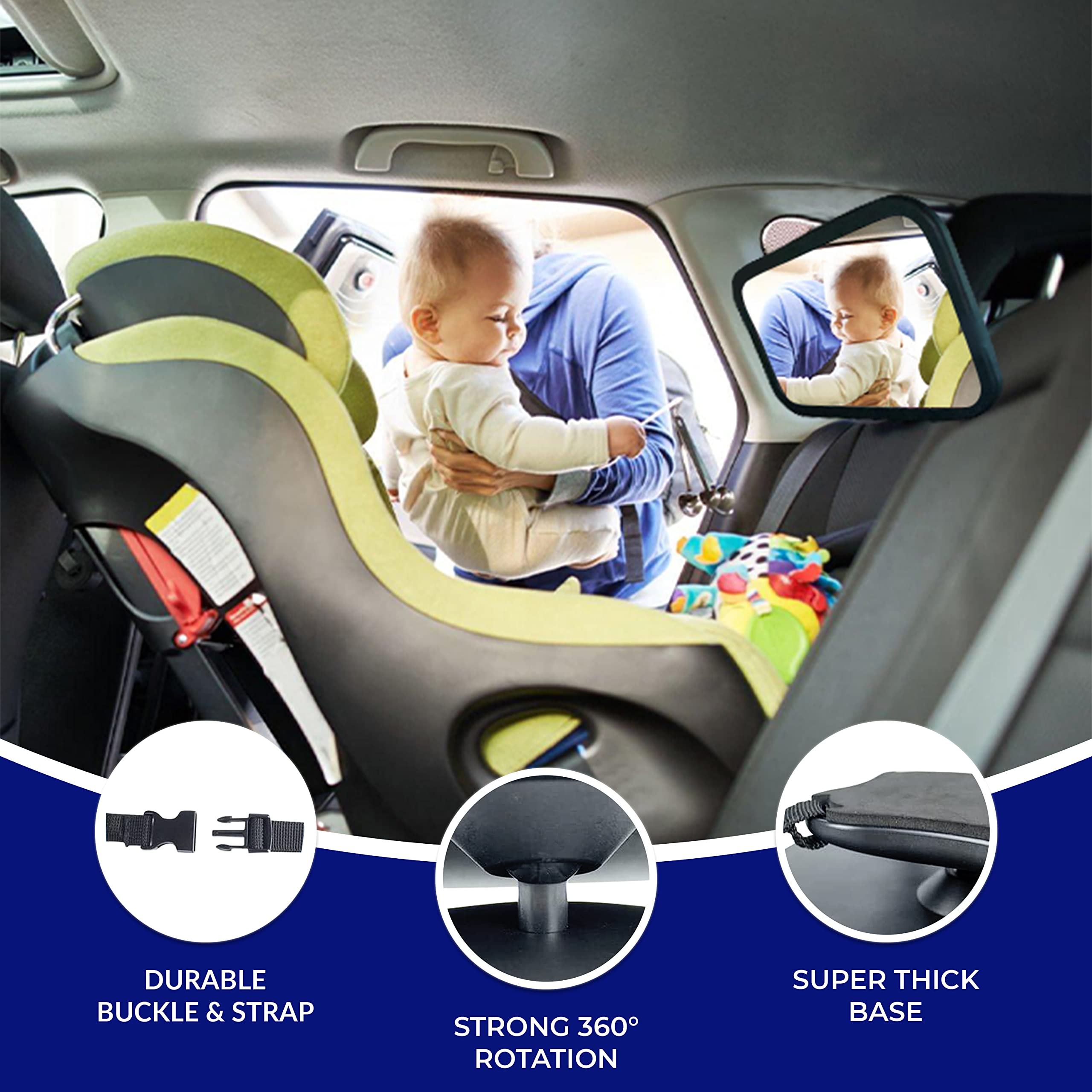 Define Essentials baby car mirror fully assembled for quick use