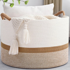 Degeyoyo 67L blanket basket folded for easy storage and quick setup.