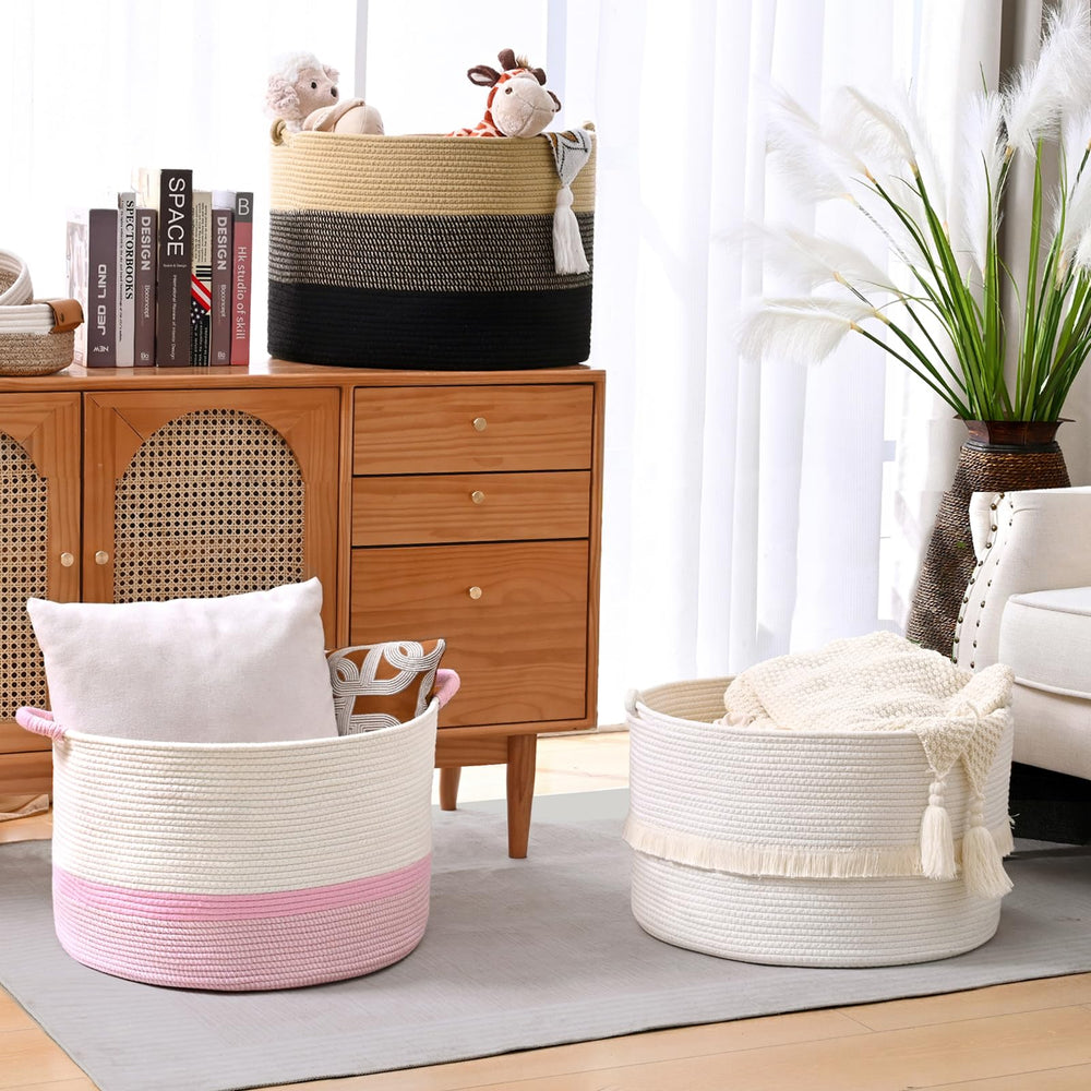 Degeyoyo 67L blanket basket nursery decor demonstrates tidy room organization.