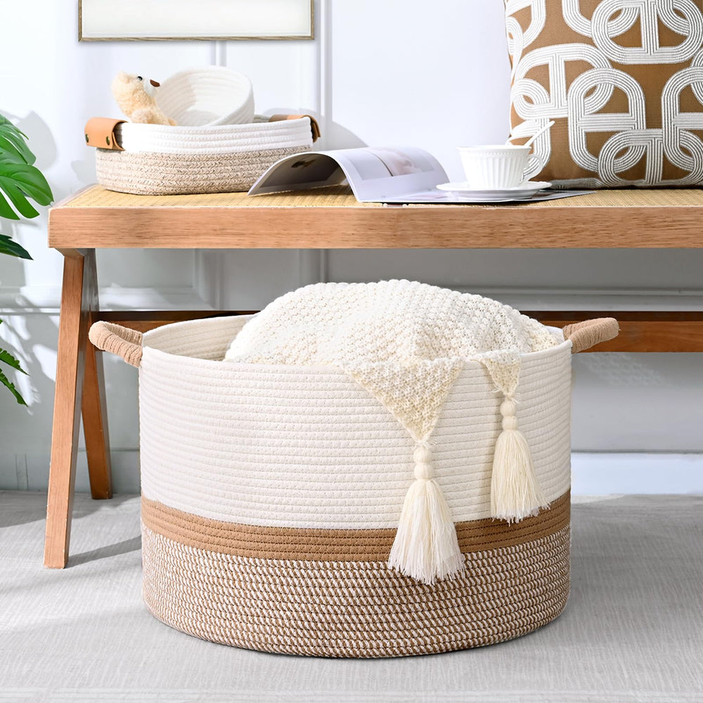 Degeyoyo nursery basket stores baby blankets and toys for a tidy space.