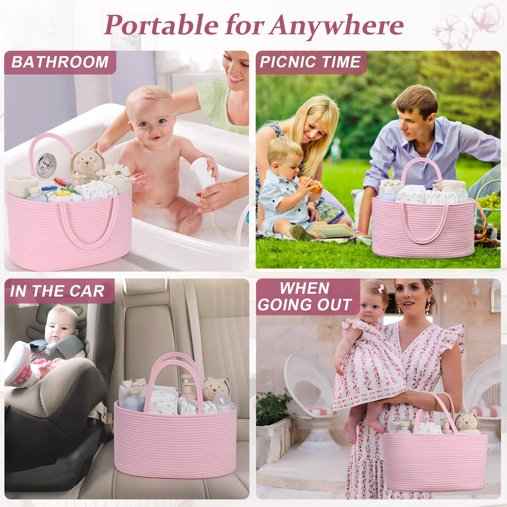 Degeyoyo baby basket size L showcases spacious storage for lotion, wipes, and toys.