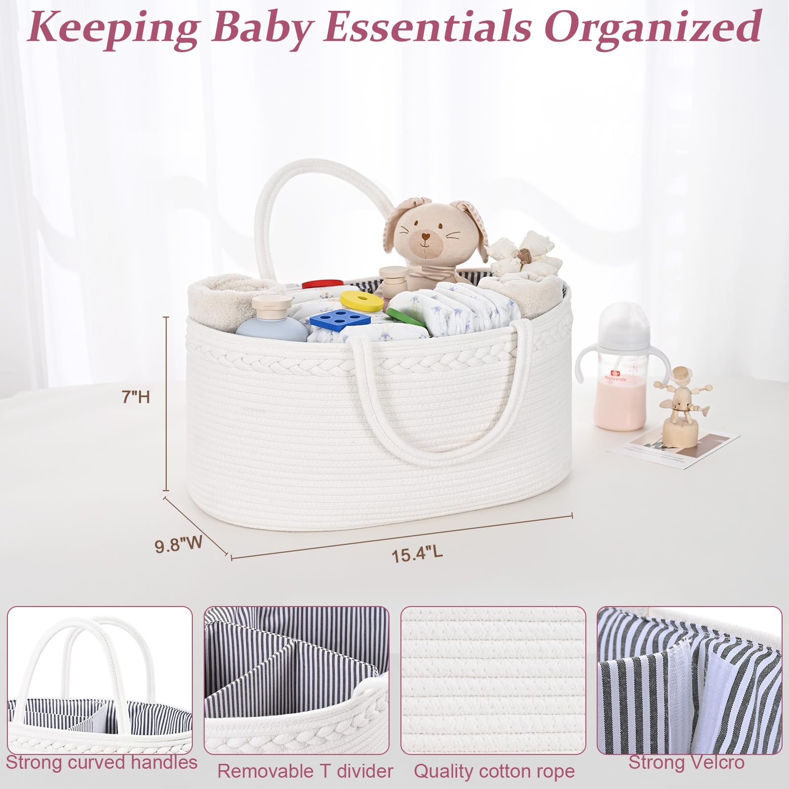 Degeyoyo Baby Diaper Caddy in nursery setup, tidying bottles, diapers, and wipes