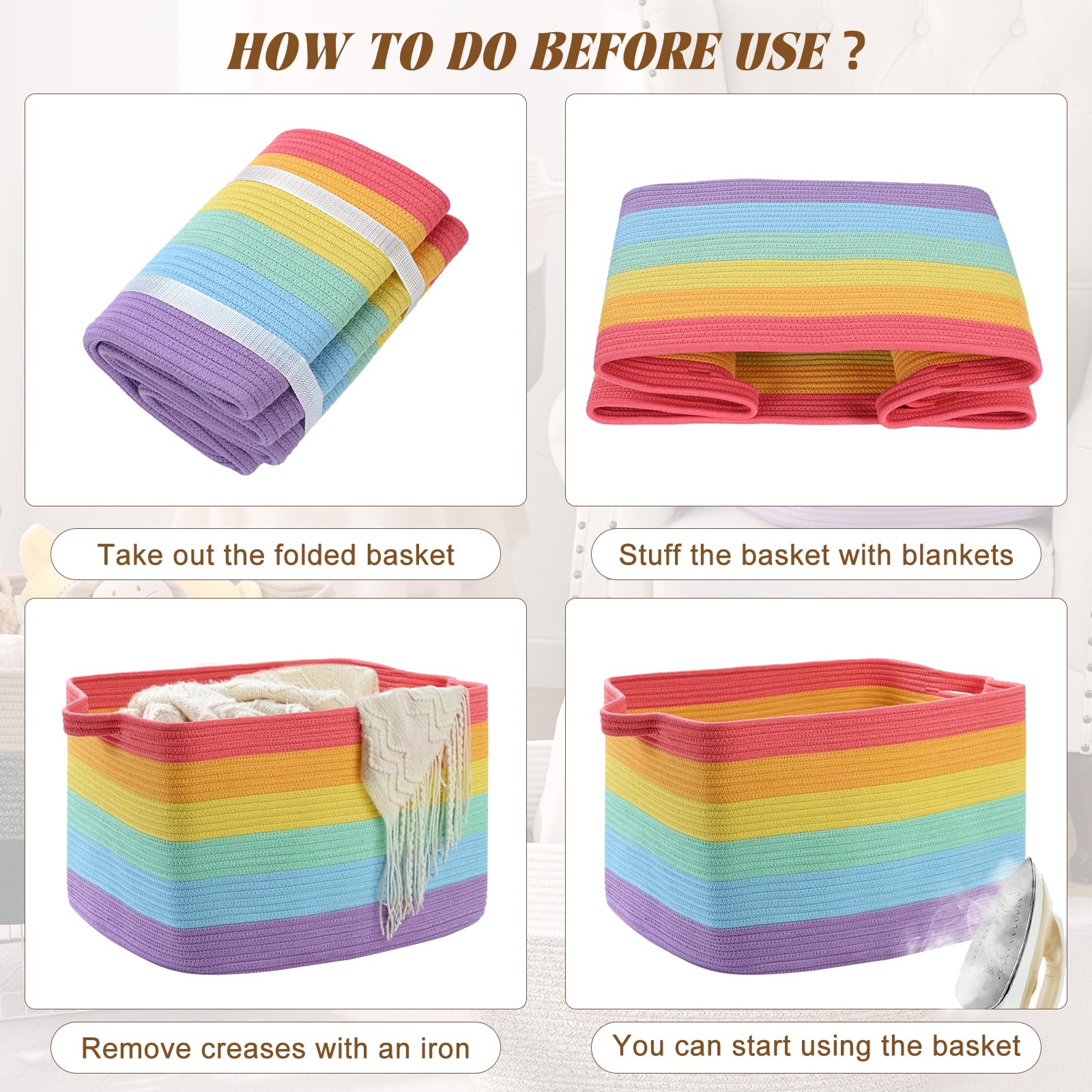 Degeyoyo blanket basket 60L material, odor-free cotton rope construction