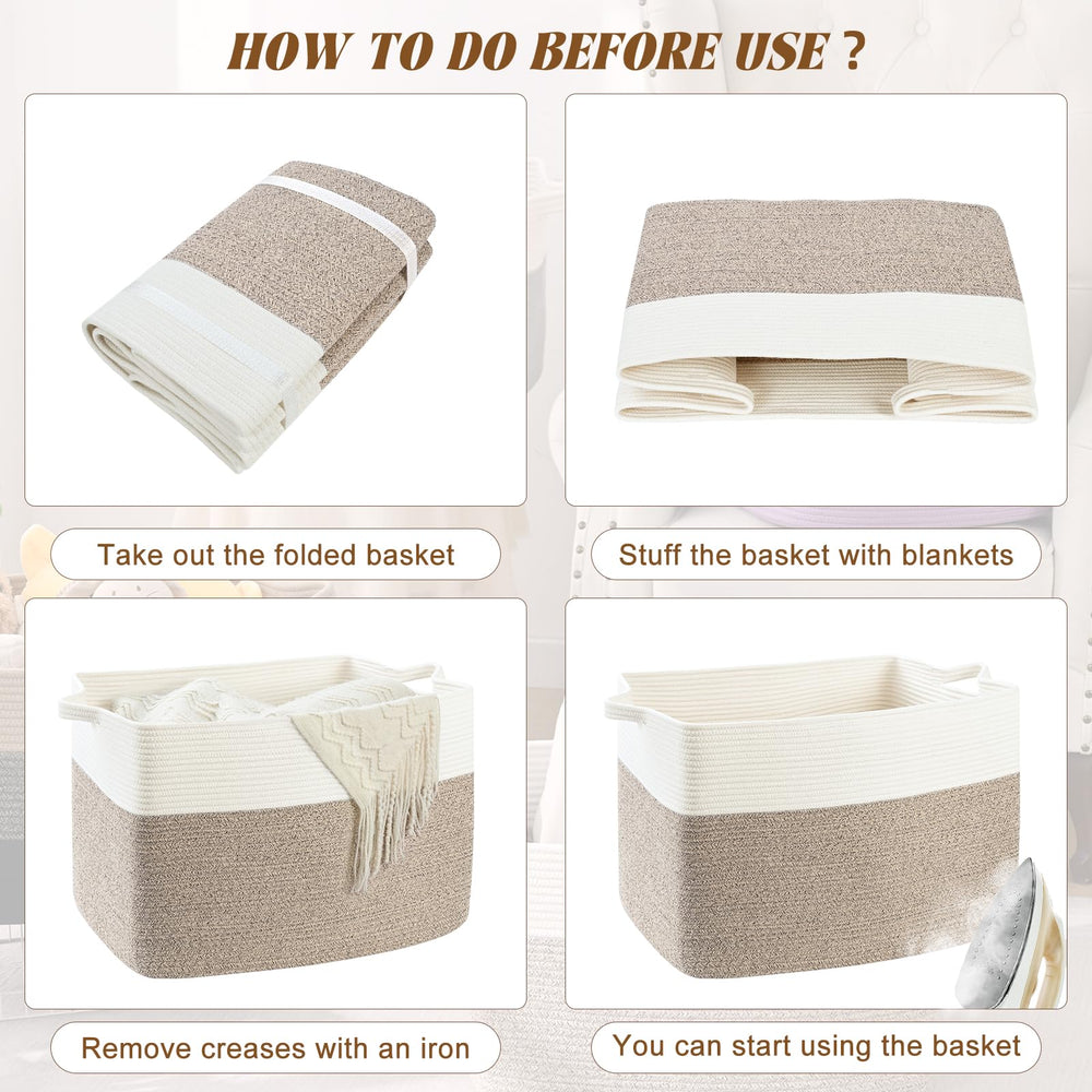 Degeyoyo blanket basket care-ready: folds flat, easy to reshape when not in use.