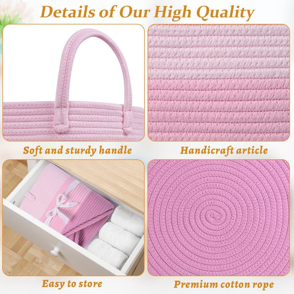 Degeyoyo blanket basket reinforced double-stitched handles support heavy laundry and blankets.