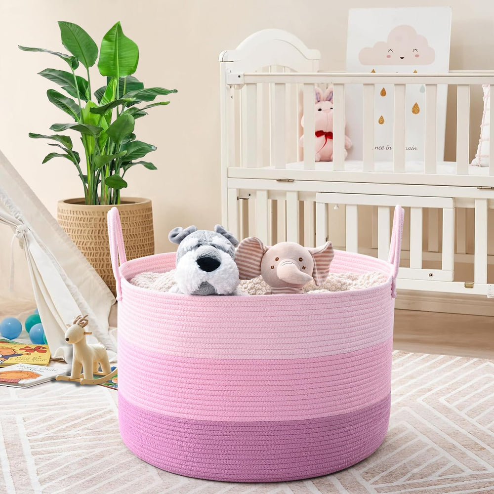 Degeyoyo blanket basket nursery decor idea blending with pastel tones.