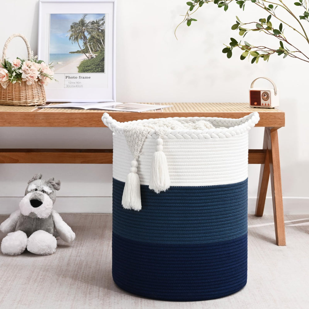 Degeyoyo blanket basket in nursery decor with warm weave