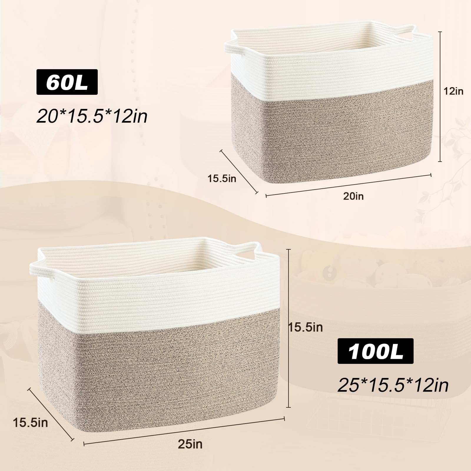 Degeyoyo blanket basket's rectangular shape improves room organization and tidiness.