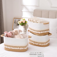 Degeyoyo boho cotton rope baskets set adds warm texture while safely storing toys