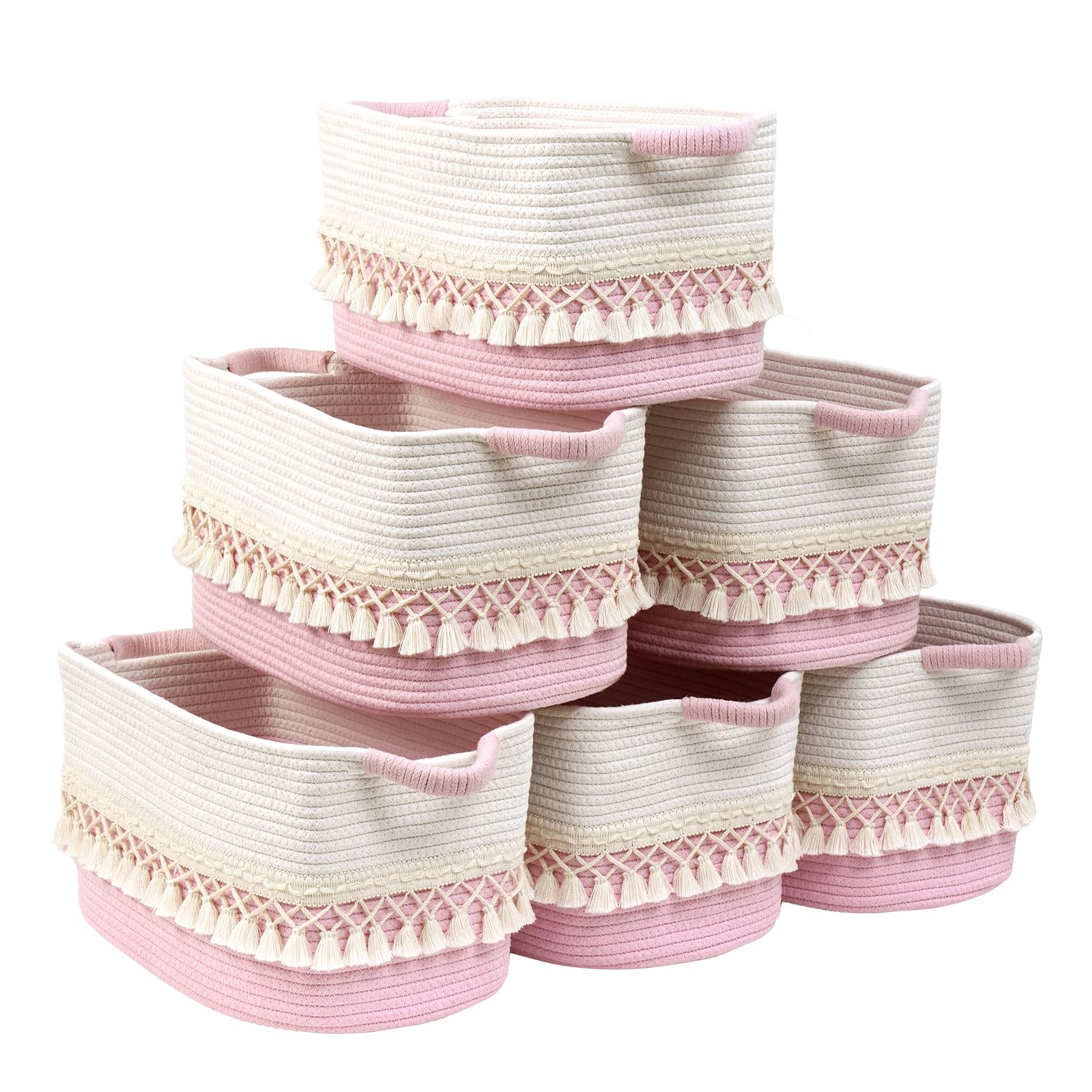 Degeyoyo boho rope basket heavy tassel closeup shows durable storage texture.