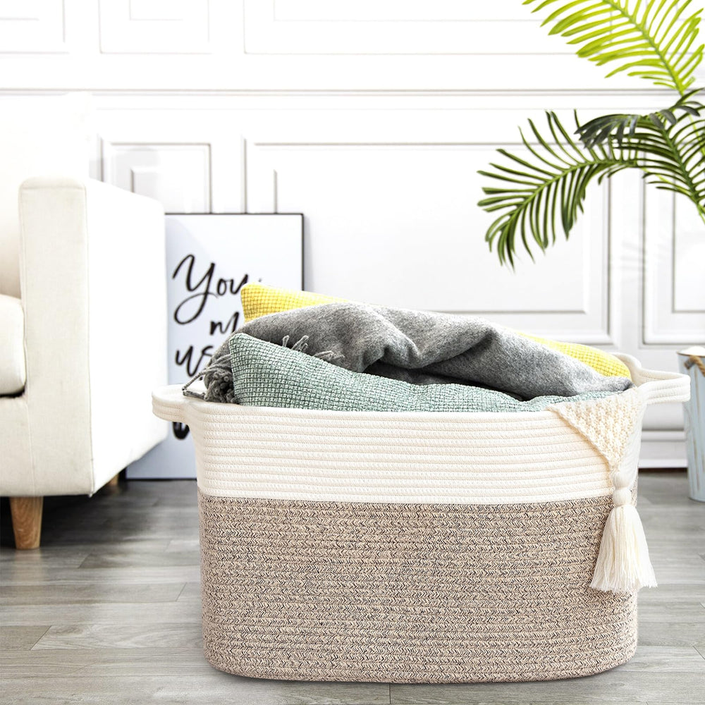 Degeyoyo cotton rope basket shows durable woven texture ideal for everyday use.