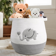 Degeyoyo large baby laundry basket gray front view showing spacious capacity