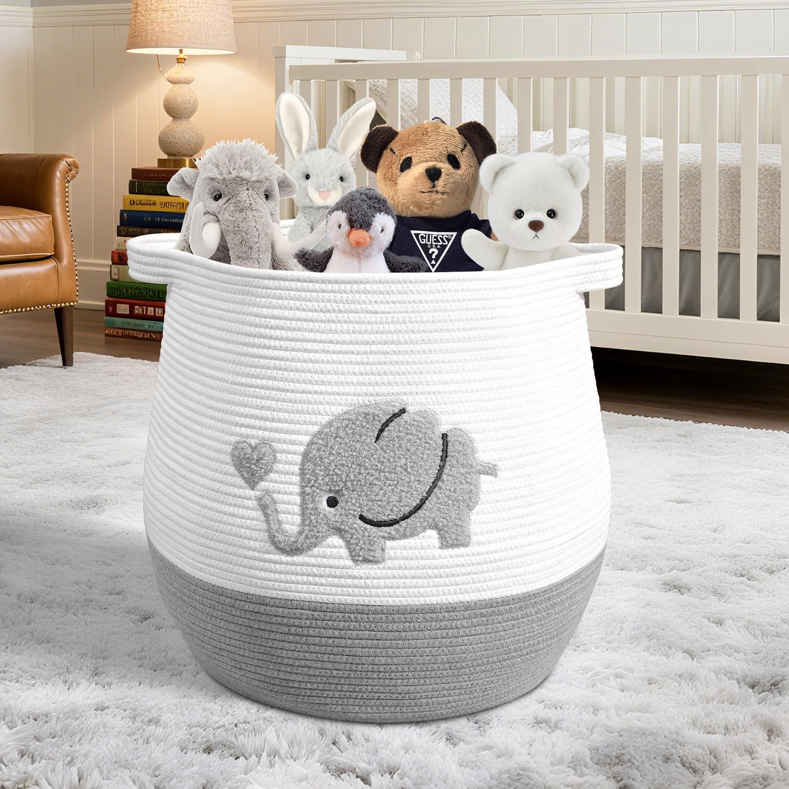 Degeyoyo large baby laundry basket gray woven texture emphasizing durable construction