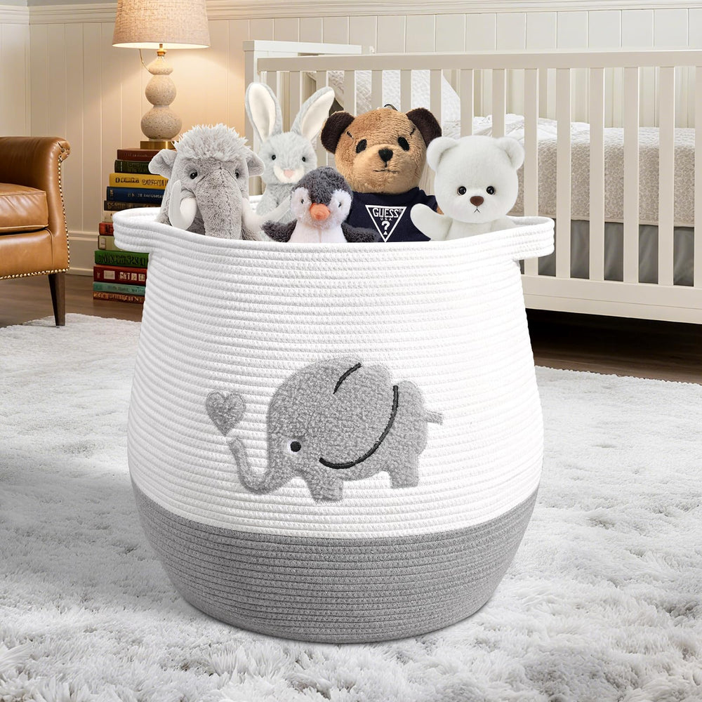 Degeyoyo large baby laundry basket gray woven texture emphasizing durable construction