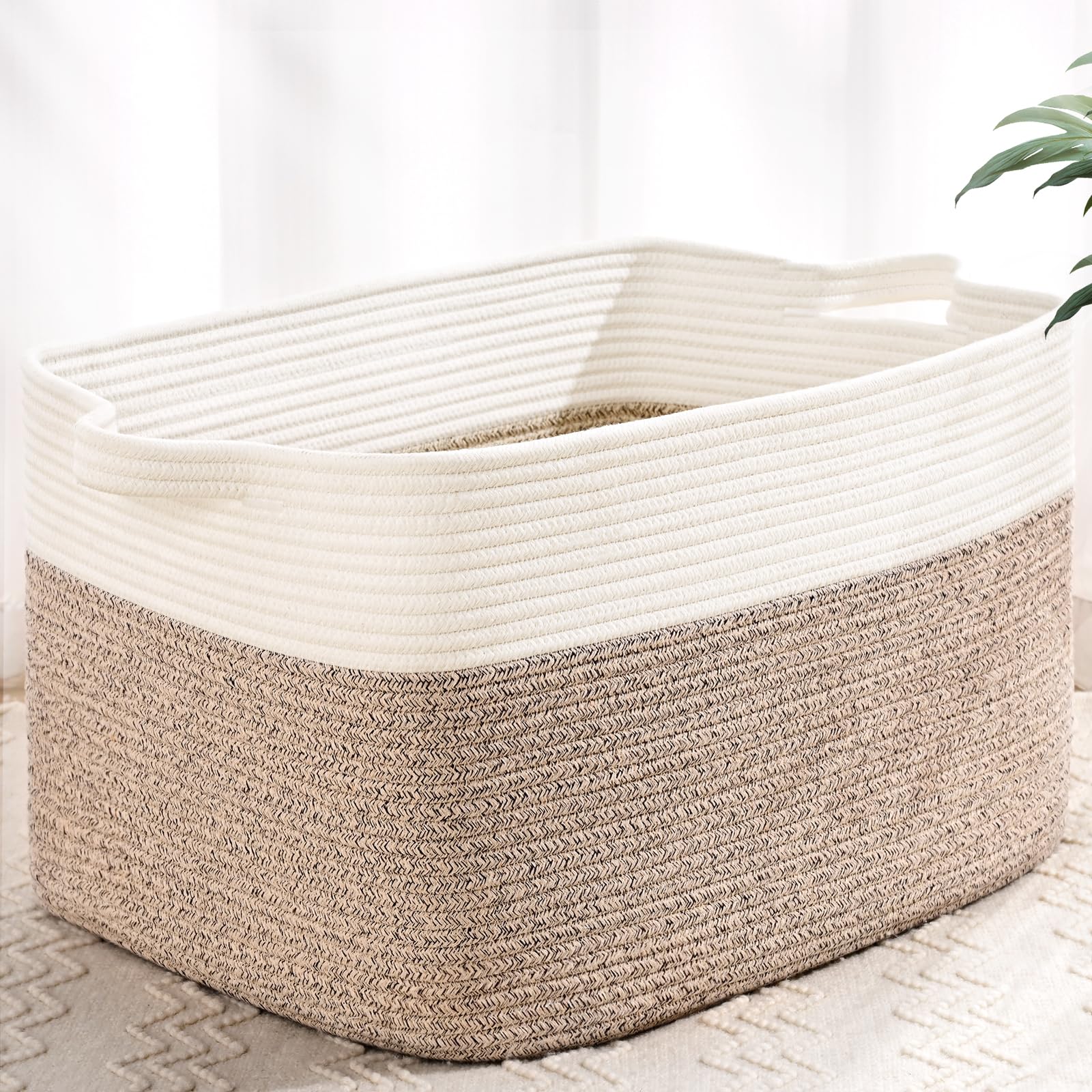 Degeyoyo large blanket basket folded for compact storage and easy reshaping.